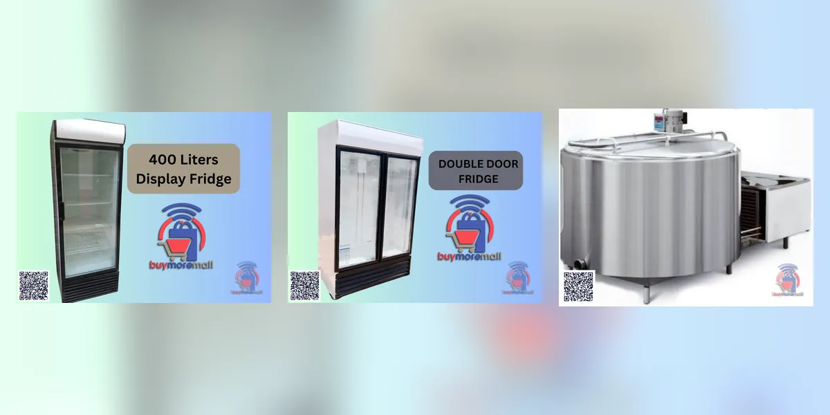 Display fridges and a stainless milk cooling tank