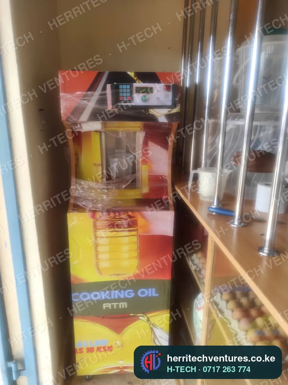 The cooking oil ATM installed in the customer's shop, October 2022