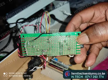 The controller circuit board, wired and soldered in our workshop, March 2022