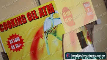 A cooking oil ATM branding panel: "as low as 10/=", January 2019