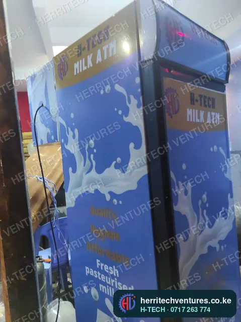 A branded H-TECH milk ATM, August 2022