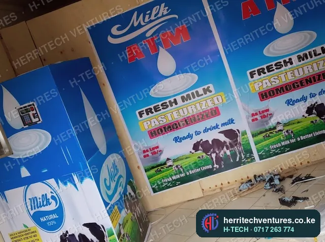 Milk ATM cabinet panels being branded for a customer in our workshop, September 2018