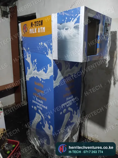 The milk ATM installed at the customer's shop, August 2022