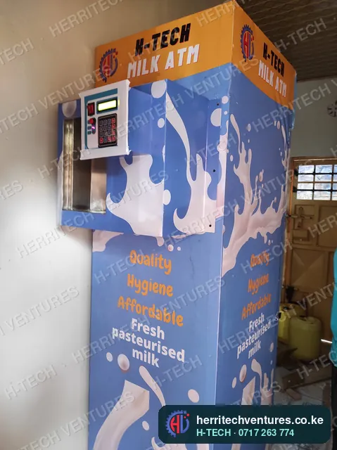 The milk ATM installed in the shop, May 2022
