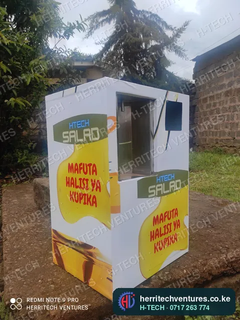 A salad oil ATM branded "Mafuta halisi ya kupika", ready for its owner, December 2021
