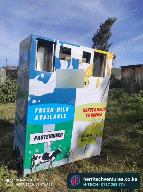 Milk on one side, cooking oil on the other: four dispensing bays, January 2022
