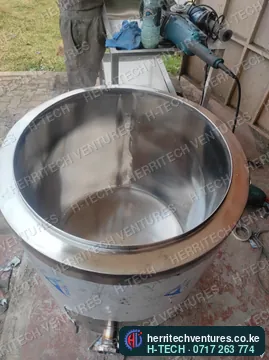 A milk pasteurizer vat being fabricated, August 2024