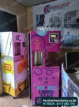 A salad oil ATM next to an H-TECH liquid soap ATM, June 2022