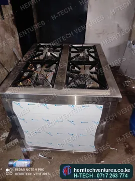 A stainless steel commercial gas cooker being finished in our workshop, January 2022