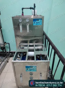 A stainless cabinet RO purifier with flow meters and controller, September 2022