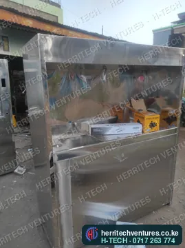 The stainless water station from the side, December 2024