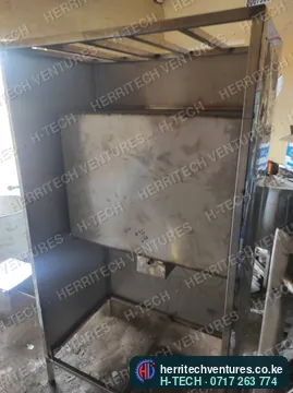 A stainless water vending cabinet under fabrication, February 2023