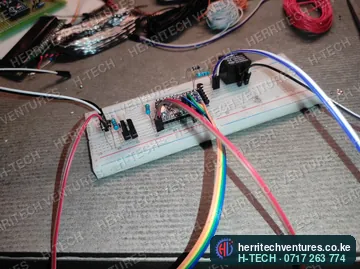A breadboard prototype of a new vending controller, June 2022