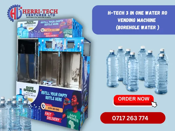 H-TECH 125 LPH 3-in-1 Borehole RO Water Vending Machine price in Kenya