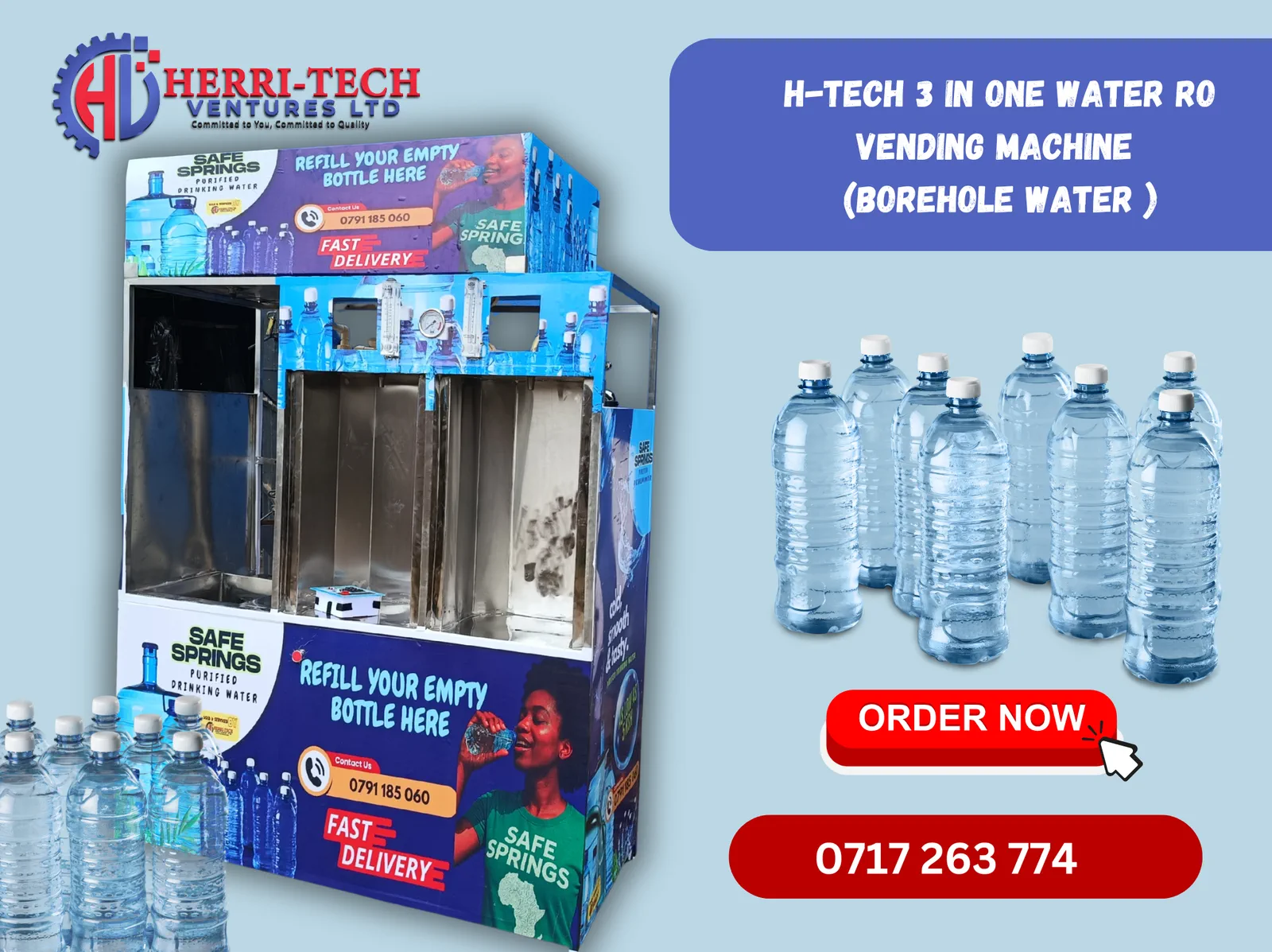 Real H-TECH 500 LPH borehole RO 3-in-1 machine
